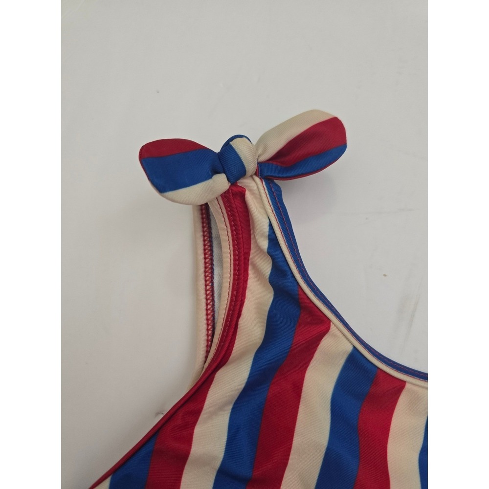 Cat & Jack Girls One Piece Swimsuit Red White Blue Striped UPF 50+ NWT 0-3M - Picture 4 of 8